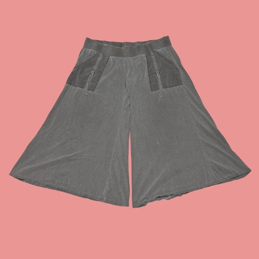 Wet Seal Womens Gray Wide Leg Gaucho Culotte Pants Utility Pockets Y2K Small